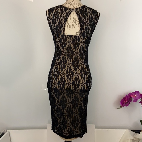 Vintage April Black Lace Stretch Dress - Picture 2 of 3